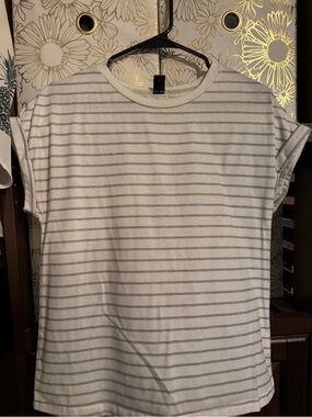 White Short-Sleeve Stripe Tee